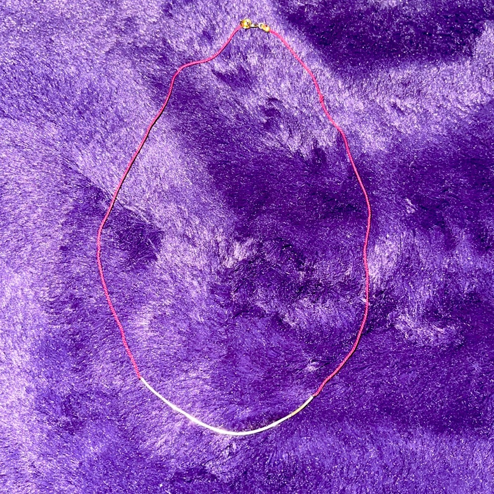 Beautiful Unique Gold Bar Necklace on Red Thread Chain